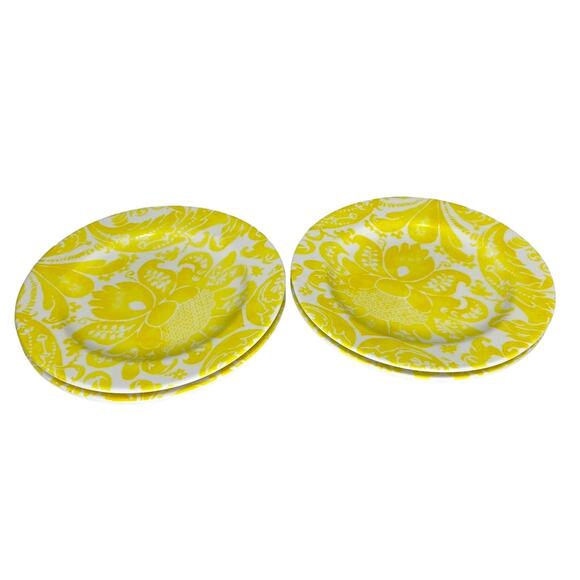 Anthropologie Salad Dessert Plates Floral Design Yellow 8" Set of 4 - Picture 7 of 9